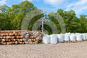 Building materials delivered from the mainland on Anzersky Island