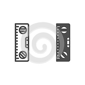 Building meter tool line and solid icon, construction tools concept, spirit level ruler vector sign on white background