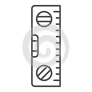 Building meter tool thin line icon, construction tools concept, spirit level ruler vector sign on white background
