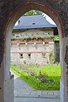 The building of the Moldovita monastery museum, Bukovina, northern Romania