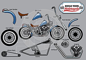 Building motorcycle parts set