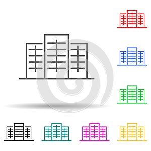Building multi color set icon. Simple thin line, outline vector of building icons for ui and ux, website or mobile application