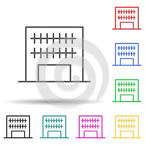 Building multi color set icon. Simple thin line, outline vector of building icons for ui and ux, website or mobile application