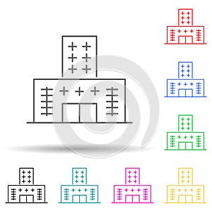 Building multi color set icon. Simple thin line, outline vector of building icons for ui and ux, website or mobile application