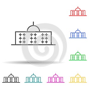 Building multi color set icon. Simple thin line, outline vector of building icons for ui and ux, website or mobile application