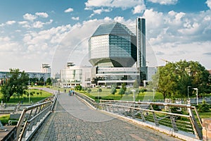 Building Of National Library Of Belarus In Minsk. Famous Symbol