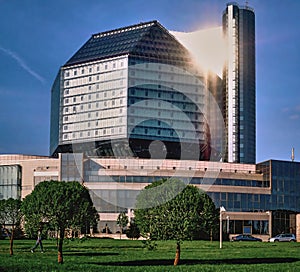 Building Of National Library Of Belarus In Minsk. Famous Architecture