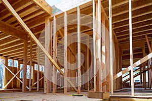 Building of New Home Construction exterior wood beam construction