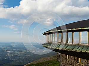 Building of the observatory at the top of Sniezka mountains. Karkonosze National Mountains.