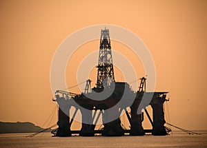 Sunset on Oil or Gas Rigs in Cromarty Firth, Invergordon, Ross-Shire, Scotland,UK photo