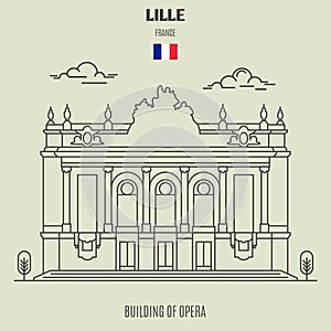 Building of Opera in Lille, France. Landmark icon