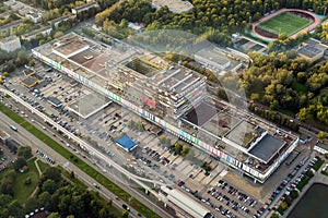 Building of the Ostankino television center in Moscow, Russia