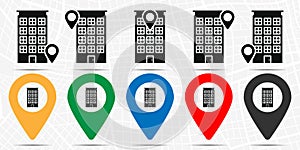 Building outline icon in location set. Simple glyph, flat illustration element of building theme icons