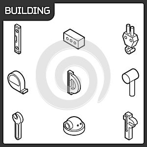 Building outline isometric icons