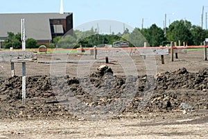 Building pad grade string lines