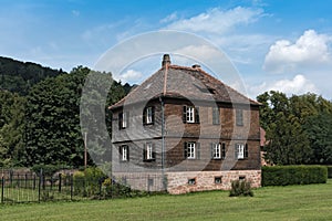 Building in a park in the historic old town of Buedingen, Hesse, Germany