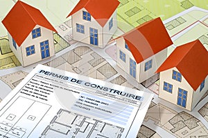 Building permit concept written in French - PERMIS DE CONSTRUIRE - Building activity with vacant land