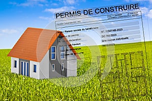Building permit written in French - PERMIS DE CONSTRUIRE - Building activity and construction industry concept