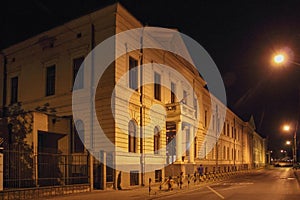 Building of Polytechnical School in Kragujevac at night