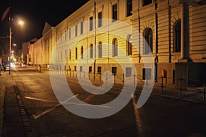 Building of Polytechnical School in Kragujevac at night