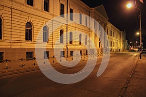 Building of Polytechnical School in Kragujevac at night