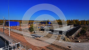 Building of pool at water treatment plant construction site