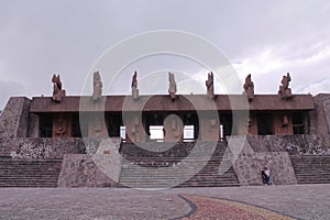 Building in the square of Centro Ceremonial Otomi in Estado de Mexico photo