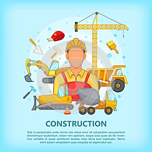 Building process concept erector, cartoon style