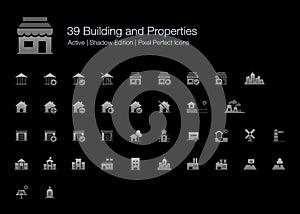 Building and Properties Icon Set for Black Background