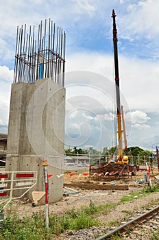 Building Railway Train Construction Site at Bangkok Thailand