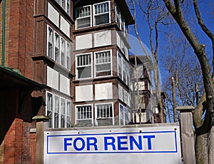 Building with for rent sign