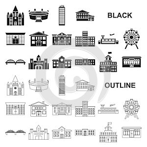 Building repair black icons in set collection for design.Building material and tools vector symbol stock web