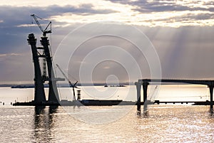 Building a road and a swing bridge in the sea...