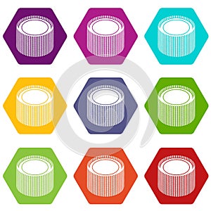 Building roll net icons set 9 vector