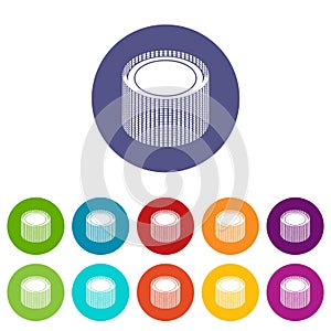 Building roll net icons set vector color