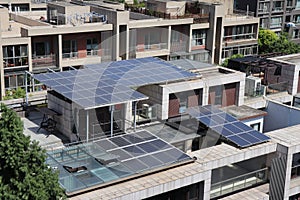 Building rooftop solar panel photo