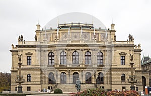 Building of Rudolfiunum concert halls on Jan Palach Square in Prague, Czech Republic (day). Czech Philharmonic Orchestra