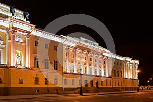 Building of the Russian constitutional court, building of library of a name of Boris Yeltsin, night illumination, long exposure li