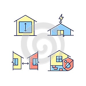 Building safe house RGB color icons set