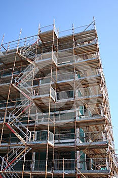 Building with scaffolding