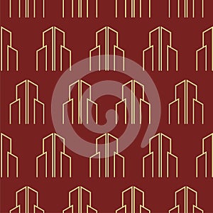 Building seamless pattern isolated on color background