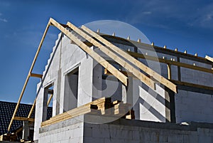 Building semidetached house. Stage of construction