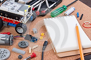 Building a simple car robot with microcontroller and notebook.