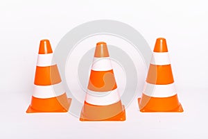 Orange colored cones builder construction site concept photo