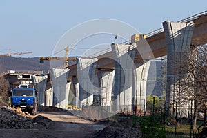 Building   site of concrete bridge