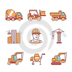 Building site engineering and machinery