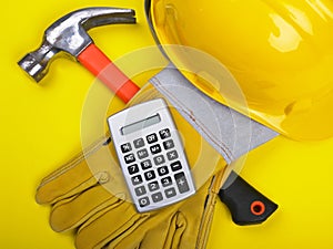 Building site - Hardhat Hammer Gloves Calculator photo