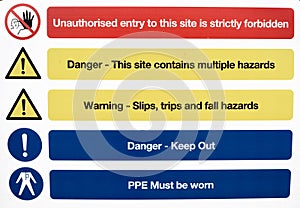 Building Site Health and Safety Warning Signs