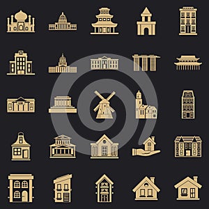 Building site icons set, simple style