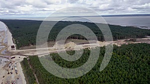 Building site of new Vistula Spit on Baltic sea, Poland